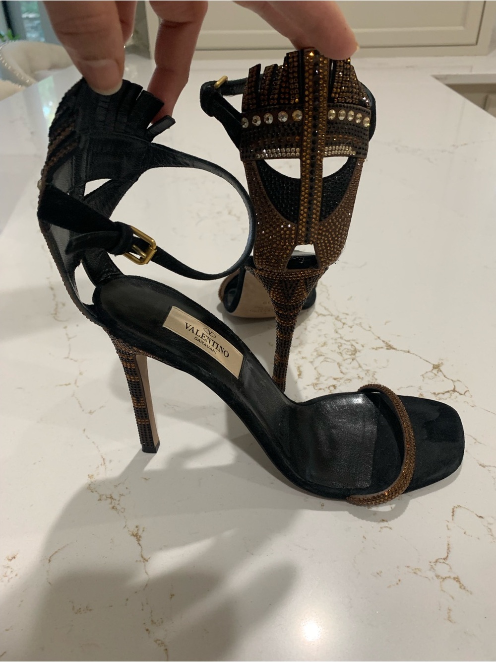 Valentino Glam Mask Tribe Crystal-Strap Stiletto Sandals Size 39